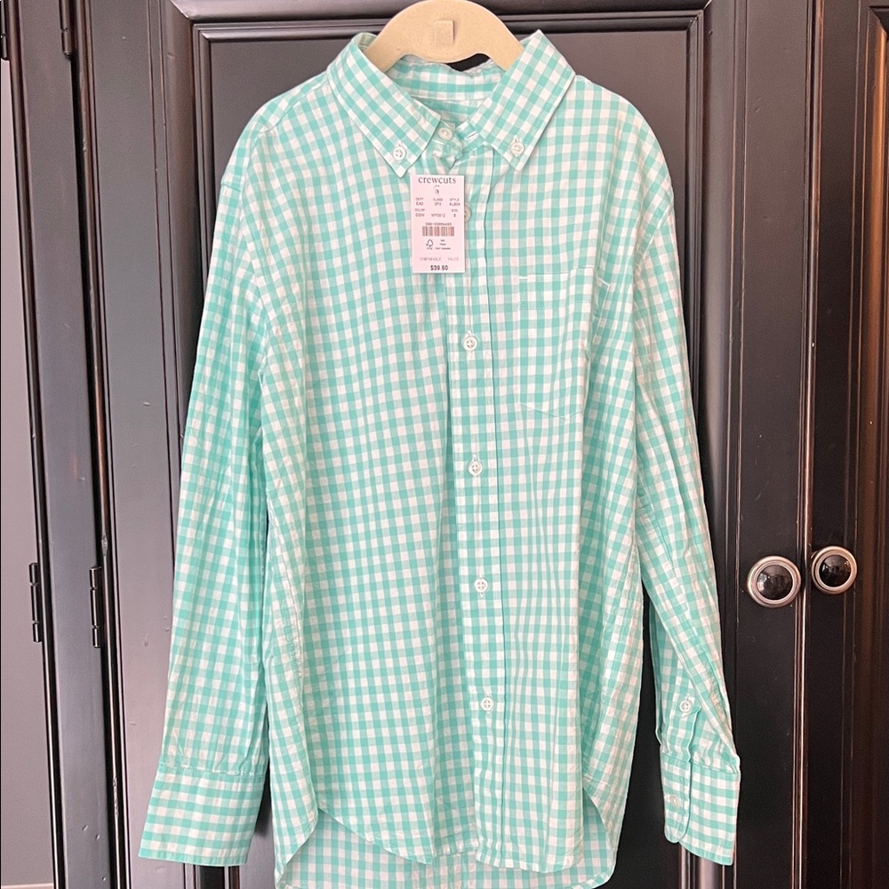 NWT Crewcuts Boy’s Green Gingham Shirt